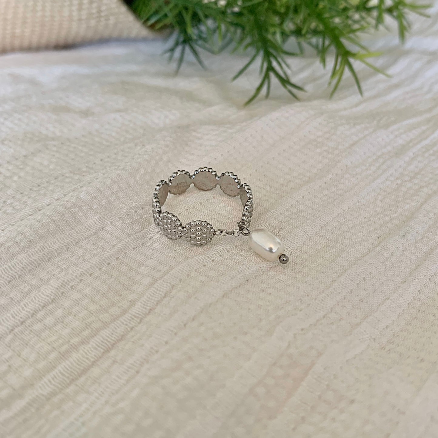 Bague Perle argentée