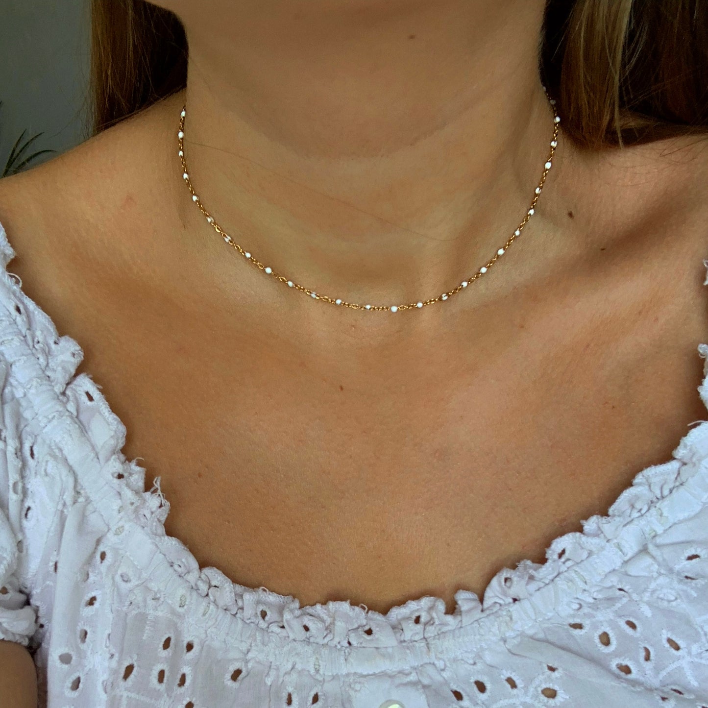 Collier Lisa blanc et doré