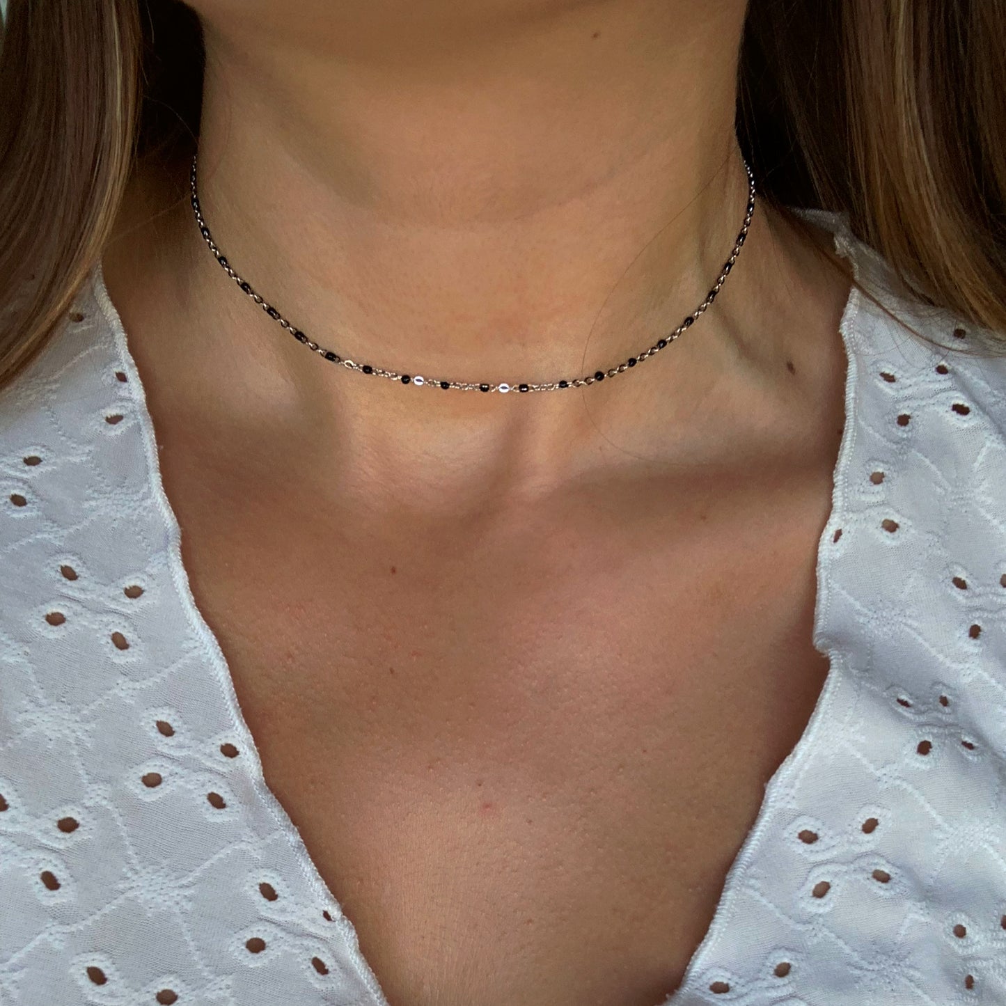 Collier Lisa argenté et noir