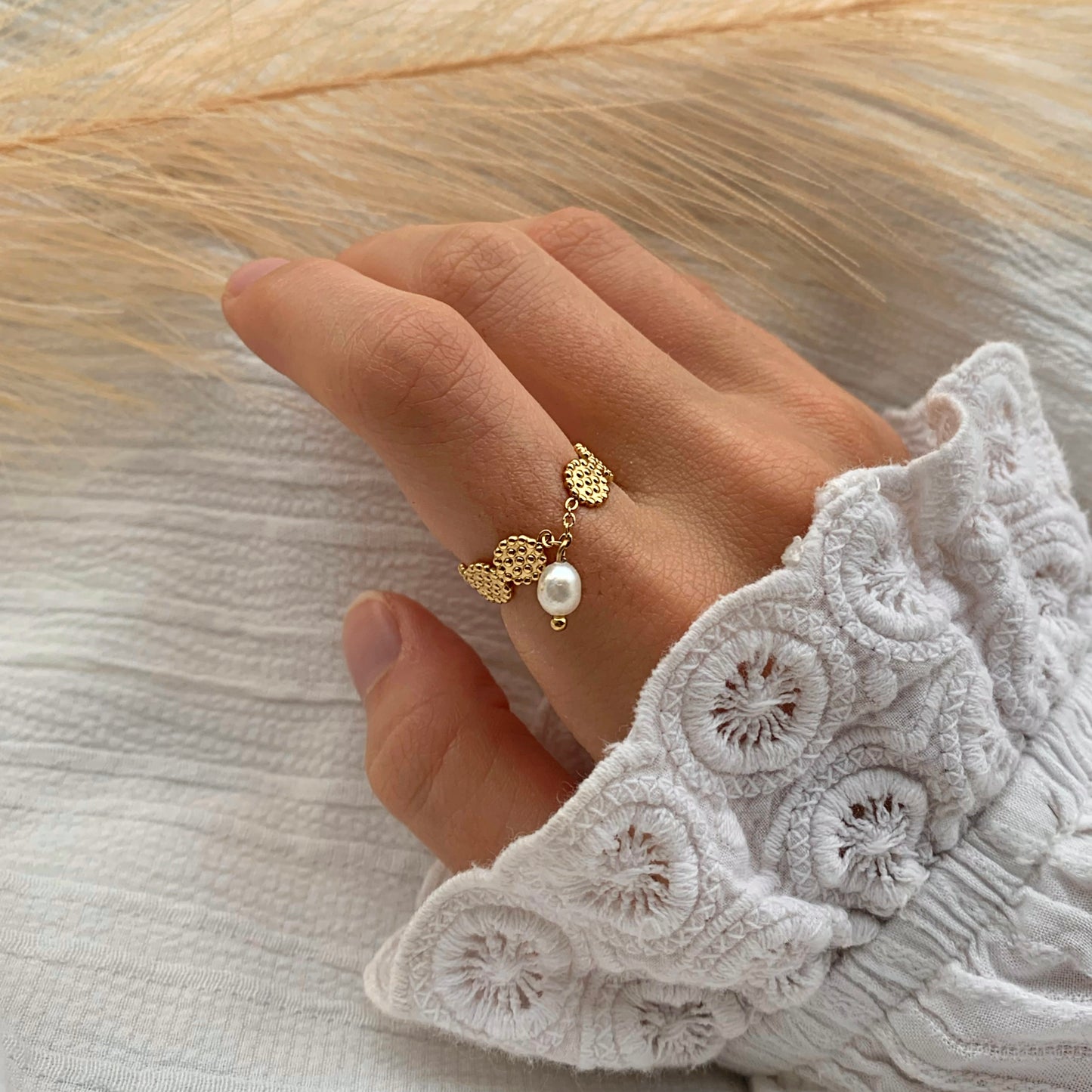 Bague Perle dorée
