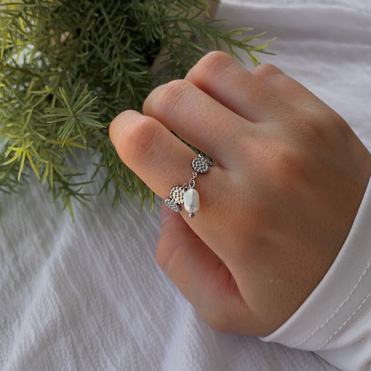 Bague Perle argentée
