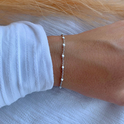 Bracelet Lisa argenté et blanc