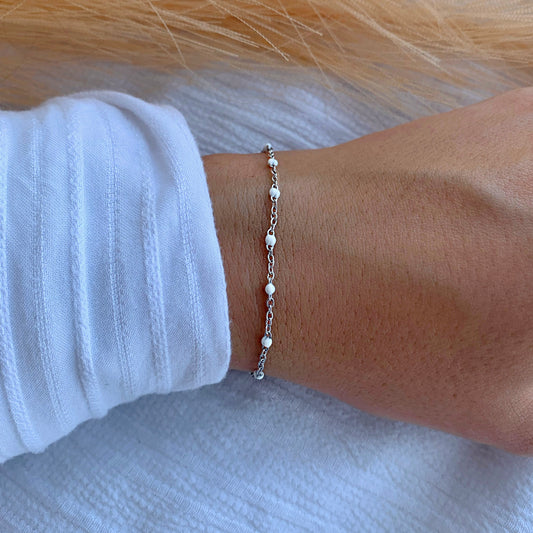 Bracelet Lisa argenté et blanc
