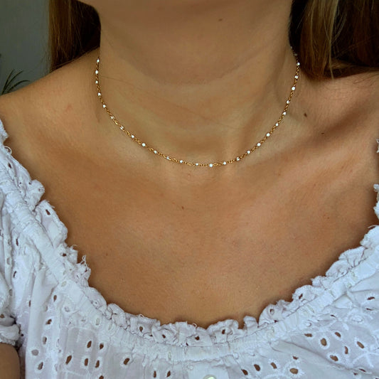 Collier Lisa blanc et doré