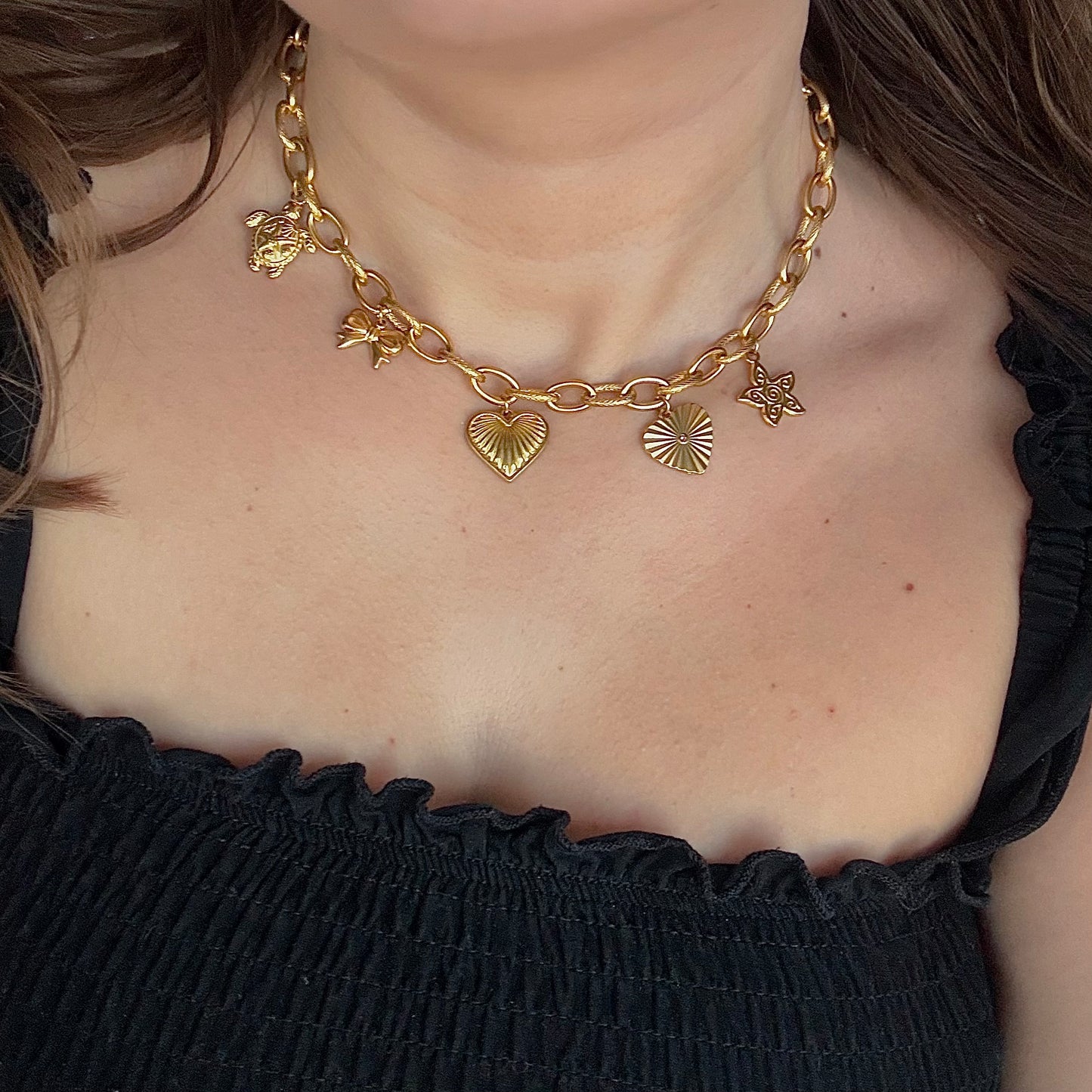 Collier breloques doré