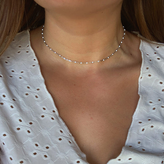 Collier Lisa argenté et blanc