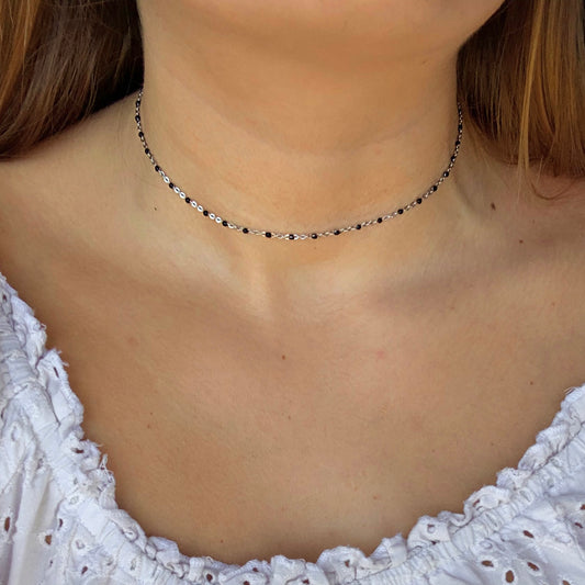 Collier Lisa argenté et noir